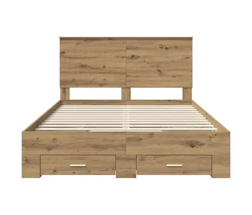 Gultas Rāmis Artisānā Ozols 135 X 190 Cm Inženierijas Koks Vidaxl