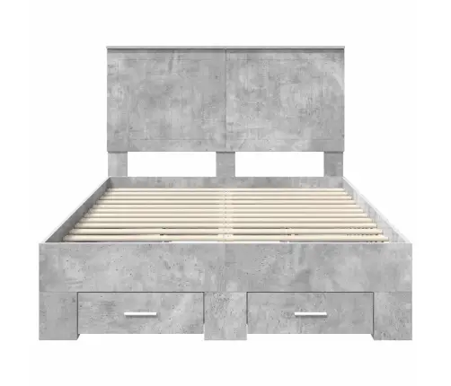 Voodi Raam Peaga Sahtliga Betoonhall 120 X 200 Cm Tehispuit