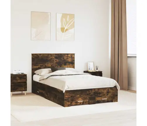 Voodi Raam Peaga Suitsetatud Tamm 120 X 200 Cm Tehispuit