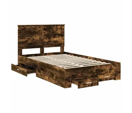 Voodi Raam Peaga Suitsetatud Tamm 120 X 200 Cm Tehispuit