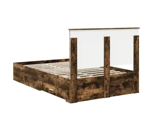 Voodi Raam Peaga Suitsetatud Tamm 120 X 200 Cm Tehispuit