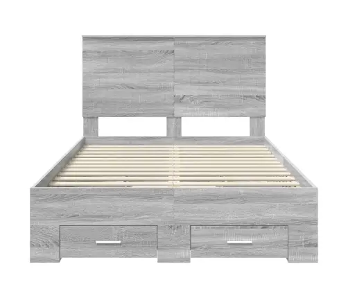 Gultas Rāmis Pelēks Sonoma 120 X 200 Cm Inženierijas Koks Vidaxl