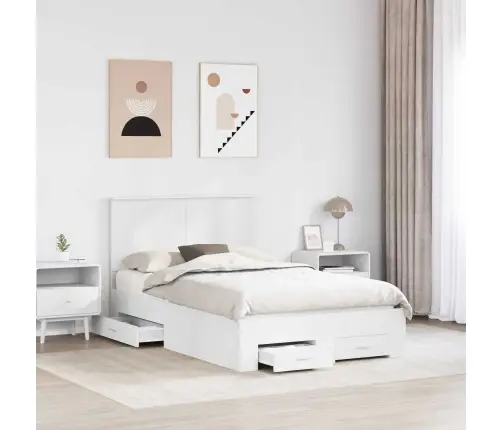 Gultas Rāmis Ar Atvilktni Balts 120 X 190 Cm Inženierijas Koks Vidaxl