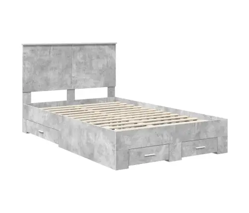 Gultas Rāmis Betona Pelēks 120 X 190 Cm Inženierijas Koks Vidaxl