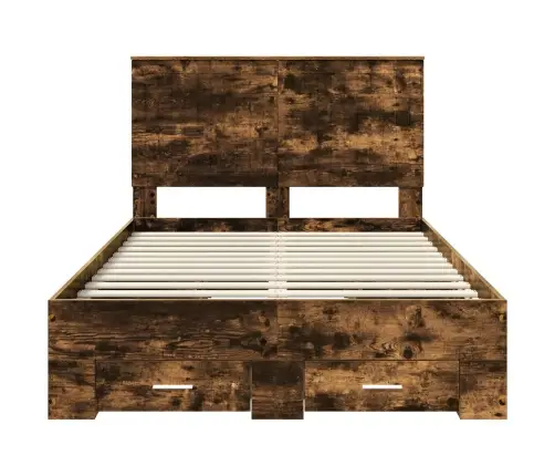 Gultas Rāmis Dūmaka Ozols 120 X 190 Cm Inženierijas Koks Vidaxl