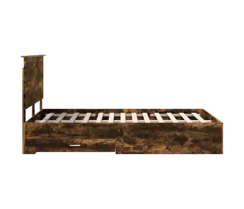 Gultas Rāmis Dūmaka Ozols 120 X 190 Cm Inženierijas Koks Vidaxl