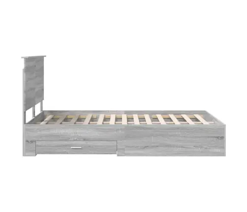 Gultas Rāmis Pelēks Sonoma 120 X 190 Cm Inženierijas Koks Vidaxl