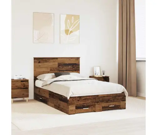 Gultas Rāmis Vecs Koks 120 X 190 Cm Inženierijas Koks Vidaxl