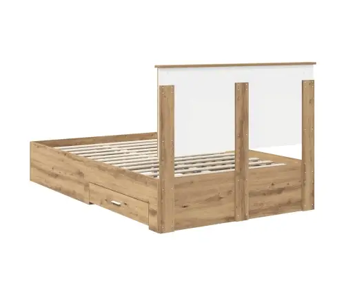 Gultas Rāmis Artisānā Ozols 120 X 190 Cm Inženierijas Koks Vidaxl