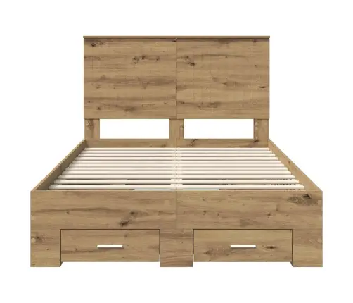 Gultas Rāmis Artisānā Ozols 120 X 190 Cm Inženierijas Koks Vidaxl