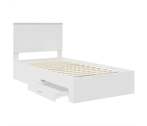 Gultas Rāmis Ar Atvilktni Balts 100 X 200 Cm Inženierijas Koks Vidaxl