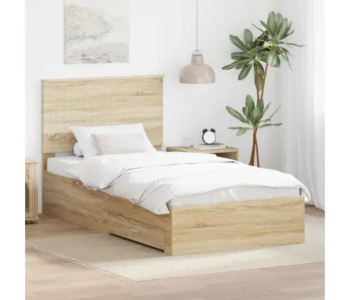 Gultas Rāmis Sonoma Ozols 100 X 200 Cm Inženierijas Koks Vidaxl