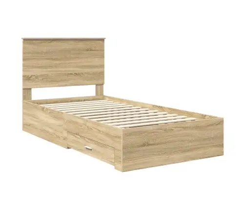 Gultas Rāmis Sonoma Ozols 100 X 200 Cm Inženierijas Koks Vidaxl