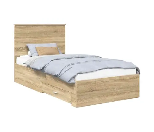 Gultas Rāmis Sonoma Ozols 100 X 200 Cm Inženierijas Koks Vidaxl