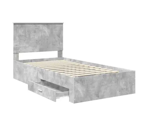 Voodi Raam Peaga Sahtliga Betoonhall 100 X 200 Cm Tehispuit