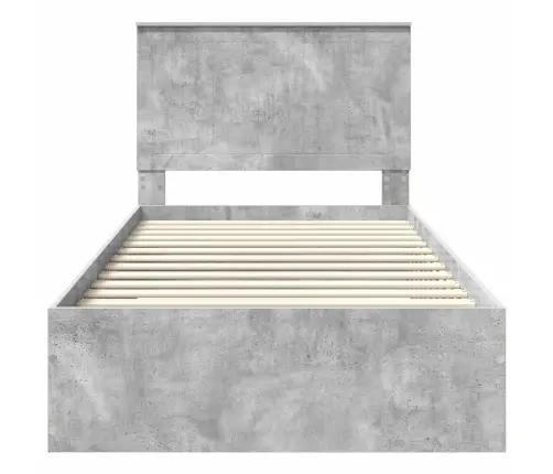 Voodi Raam Peaga Sahtliga Betoonhall 100 X 200 Cm Tehispuit