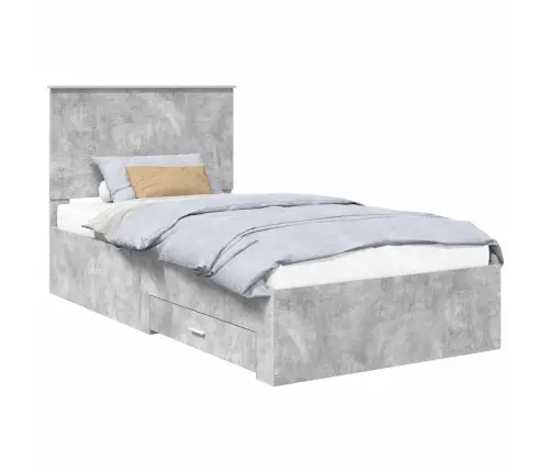 Voodi Raam Peaga Sahtliga Betoonhall 100 X 200 Cm Tehispuit