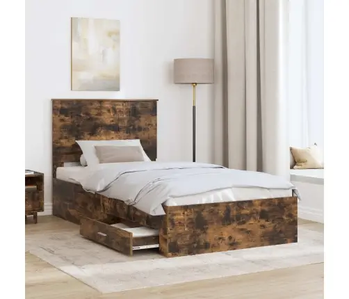 Voodi Raam Peaga Suitsetatud Tamm 100 X 200 Cm Tehispuit