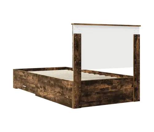 Voodi Raam Peaga Suitsetatud Tamm 100 X 200 Cm Tehispuit