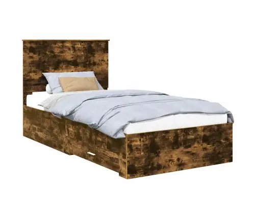 Voodi Raam Peaga Suitsetatud Tamm 100 X 200 Cm Tehispuit