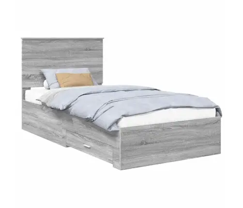 Gultas Rāmis Pelēks Sonoma 100 X 200 Cm Inženierijas Koks Vidaxl