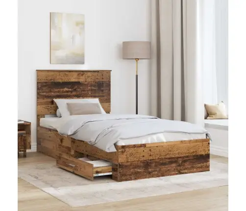 Gultas Rāmis Vecs Koks 100 X 200 Cm Inženierijas Koks Vidaxl