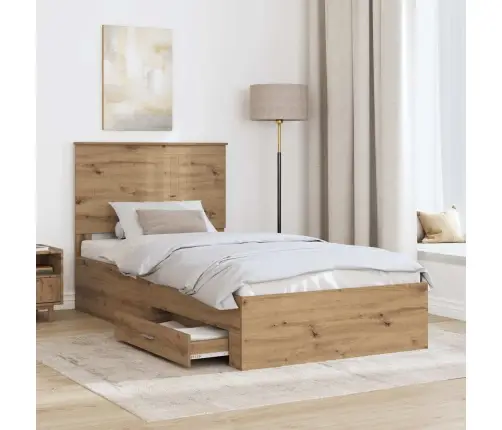 Gultas Rāmis Artisānā Ozols 100 X 200 Cm Inženierijas Koks Vidaxl