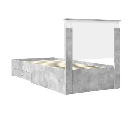 Lovos Rėmas Betono Pilka 90 X 200 Cm Apdirbta Mediena