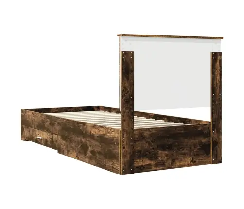 Gultas Rāmis Dūmaka Ozols 90 X 200 Cm Inženierijas Koks Vidaxl