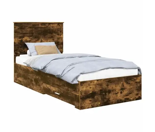 Gultas Rāmis Dūmaka Ozols 90 X 200 Cm Inženierijas Koks Vidaxl