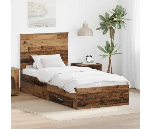 Lovos Rėmas Su Stalčių Senas Medis 90 X 200 Cm Apdirbta Mediena