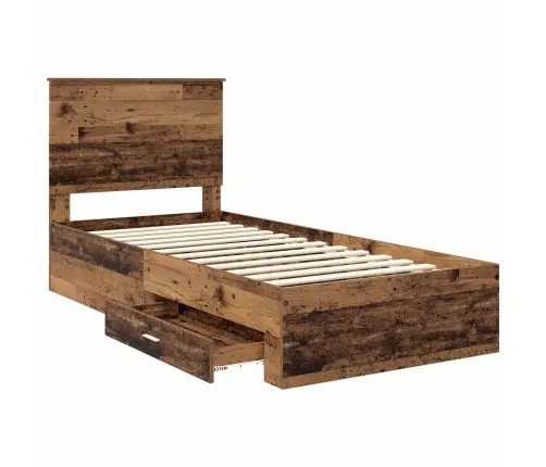 Lovos Rėmas Su Stalčių Senas Medis 90 X 200 Cm Apdirbta Mediena