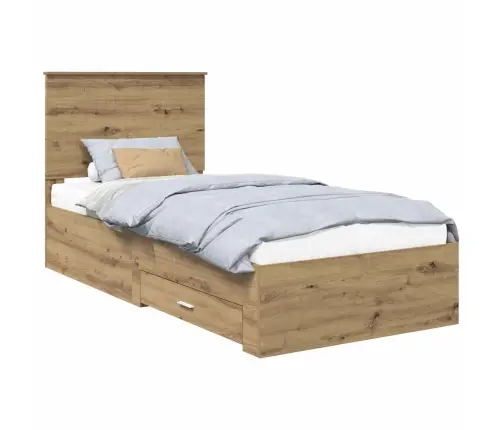 Gultas Rāmis Artisānā Ozols 90 X 200 Cm Inženierijas Koks Vidaxl