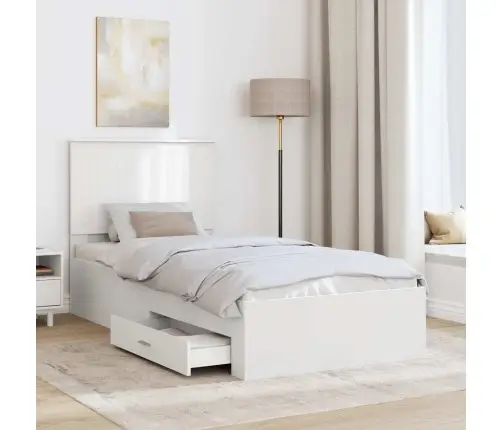 Gultas Rāmis Ar Atvilktni Balts 90 X 190 Cm Inženierijas Koks Vidaxl