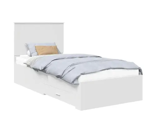 Gultas Rāmis Ar Atvilktni Balts 90 X 190 Cm Inženierijas Koks Vidaxl