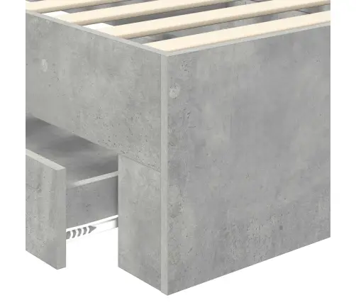 Lovos Rėmas Betono Pilka 90 X 190 Cm Apdirbta Mediena