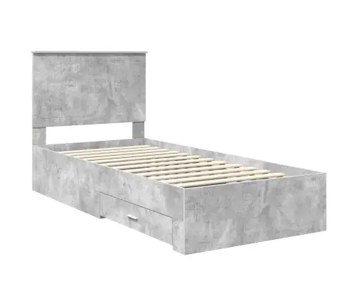 Lovos Rėmas Betono Pilka 90 X 190 Cm Apdirbta Mediena