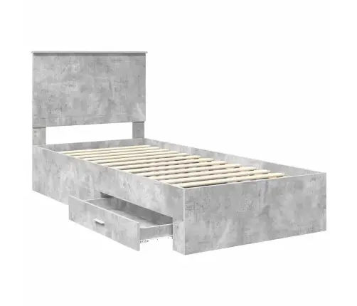 Lovos Rėmas Betono Pilka 90 X 190 Cm Apdirbta Mediena