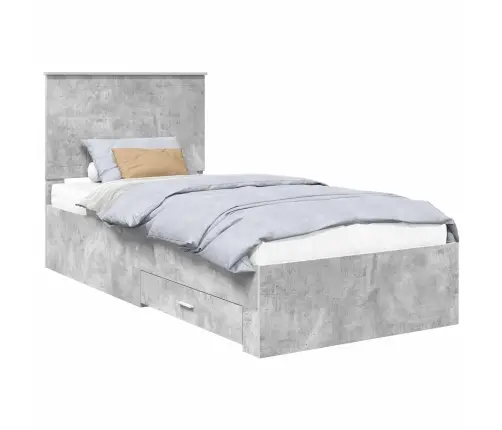 Lovos Rėmas Betono Pilka 90 X 190 Cm Apdirbta Mediena