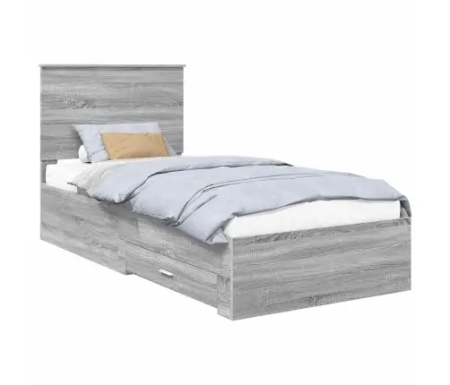 Gultas Rāmis Pelēks Sonoma 90 X 190 Cm Inženierijas Koks Vidaxl