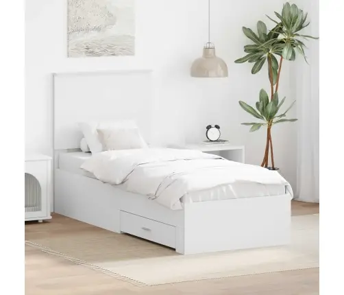 Voodi Raam Peaga Sahtliga Valge Ja Hõbe 75 X 190 Cm Tehispuit