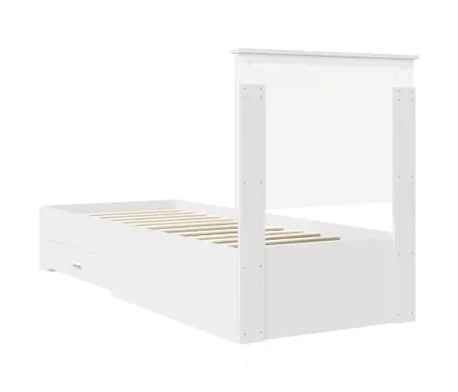 Voodi Raam Peaga Sahtliga Valge Ja Hõbe 75 X 190 Cm Tehispuit