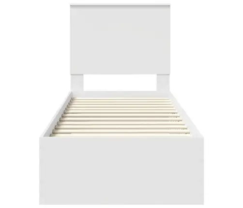 Voodi Raam Peaga Sahtliga Valge Ja Hõbe 75 X 190 Cm Tehispuit