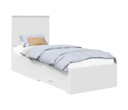 Voodi Raam Peaga Sahtliga Valge Ja Hõbe 75 X 190 Cm Tehispuit