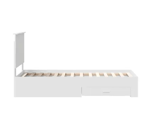 Voodi Raam Peaga Sahtliga Valge Ja Hõbe 75 X 190 Cm Tehispuit