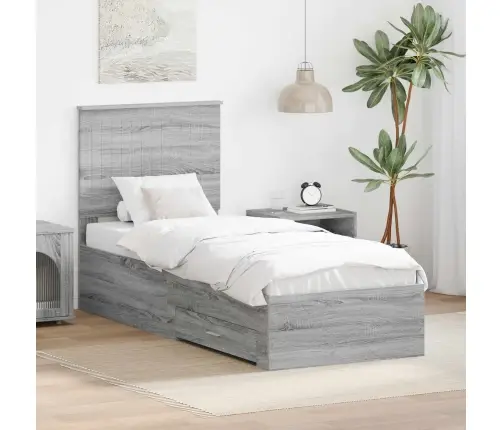 Voodi Raam Peaga Hall Sonoma Ja Hõbe 75 X 190 Cm Tehispuit