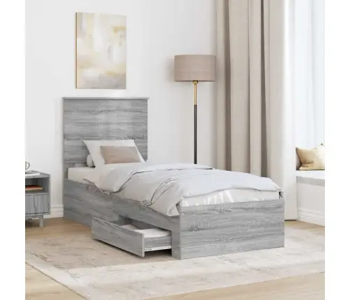 Voodi Raam Peaga Hall Sonoma Ja Hõbe 75 X 190 Cm Tehispuit