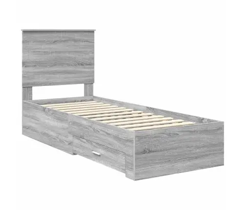 Voodi Raam Peaga Hall Sonoma Ja Hõbe 75 X 190 Cm Tehispuit