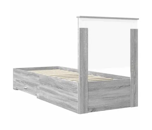 Voodi Raam Peaga Hall Sonoma Ja Hõbe 75 X 190 Cm Tehispuit