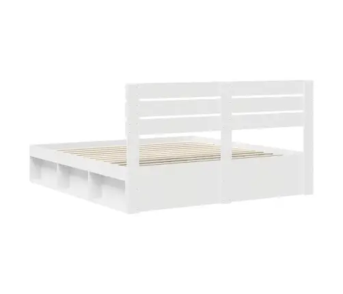 Voodi Raam Peaga Valge 200 X 200 Cm Tahke Mänd